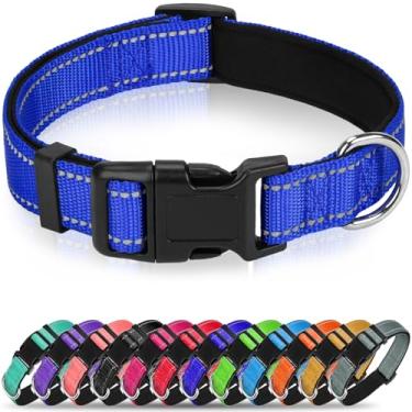 Imagem de Erbine Coleira refletiva para cães, coleira acolchoada de neoprene macio para animais de estimação com fivela de liberação rápida, ajustável para cães extragrande, azul marinho, GG