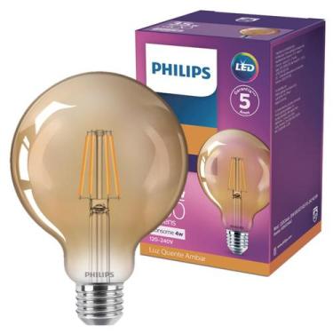 Imagem de Lampada Led Retro Filamento Globo Philips 4w Luz Quente 2500K