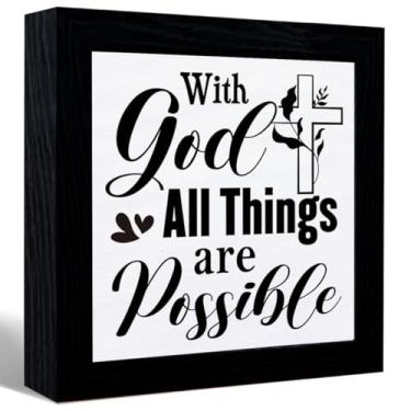 Imagem de With God All Things Are Possible Sign Desk Decor, Inspirational Quotes Canvas Frame Table Sign For Home Office Shelf Desk Decor, Presentes Para Colegas de Trabalho Mulheres Homens