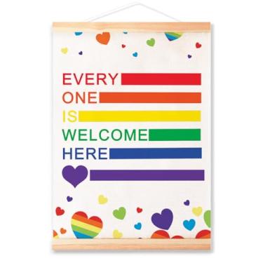 Imagem de Moldura de pôster de igualdade de diversidade multicultural para decoração de parede de berçário de escola de sala de aula, Every One is Welcome Here Canvas Wall Art Poster Print Wall Hanging 40 x 30