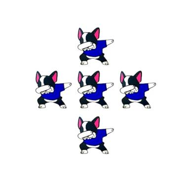Imagem de Ploen Conjunto de 5 peças Mini Bulldog Francês Filhote de Cachorro Logotipo de Desenho Animado Bonito 3 Patches Costurar Ferro em Aplique Bordado Emblema Sinal Remendo Roupas DIY Fantasia