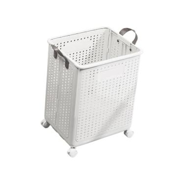 Imagem de Llazsybz Cesto de Roupa Suja, Sacolas de Compras com 4 Rodas, Cestos de Chuveiro, Cesto de Roupa Suja Portátil, Bolsa de Viagem para Cozinha, Dormitório, branco, M