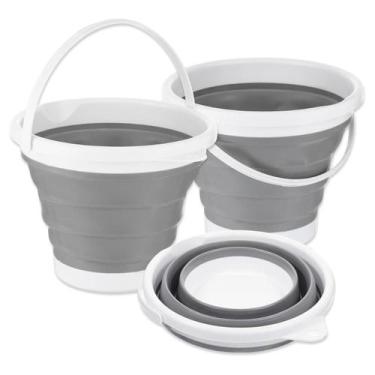 Imagem de Kit 2 Un Balde De Silicone 10L Retrátil Dobrável Prático Durável - Kit