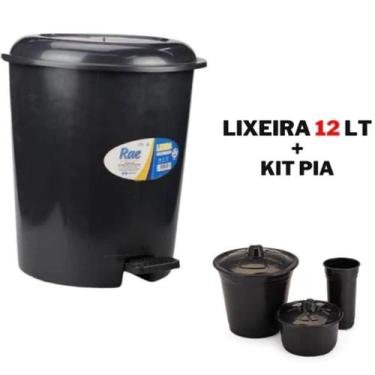 Imagem de KIT PIA COZINHA ORGANIZADOR  Lixeira 12 L Lixeira Pia 2 L Dispenser De