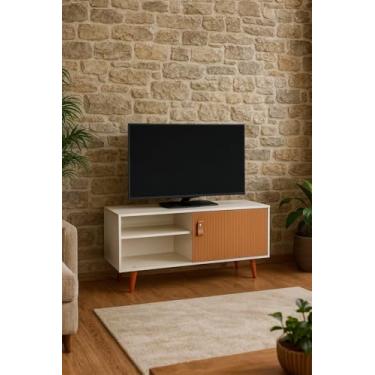 Imagem de Rack Siena New 120 cm Para Tv Até 43 polegadas Off White Pés de Madeira