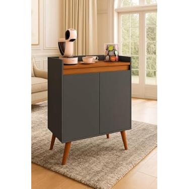 Imagem de Genérico, Aparador Buffet Armario Vitoria 2 Portas Prateleira Pés Palito Cinza/Freijó - MJM Casa dos Moveis