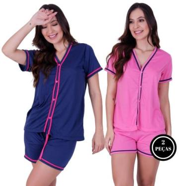 Imagem de Kit 2 Pijama Americano Curto Botão Amamentação -c1 KIT 2 SABRINA MARIN