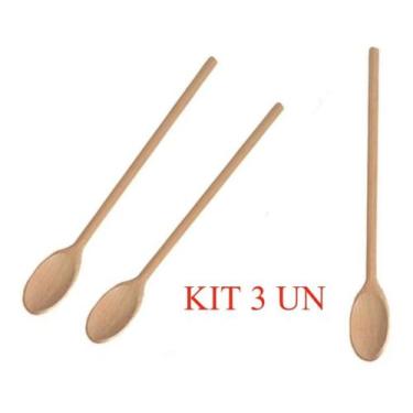 Imagem de Kit 3 colher madeira oval stolf 32 cm