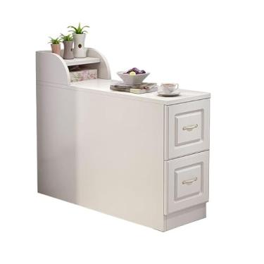 Imagem de Mesa lateral de sofá, armário lateral de sofá, mesa lateral com fenda, apoio de braço, armário de armazenamento, multifuncional, mesa de centro estreita, mesa de canto, armário lateral criativo (90 x