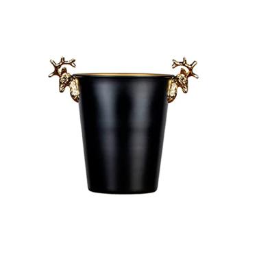 Imagem de Balde de gelo para festas Baldes de gelo com alça de chifre de ouro balde de champanhe de aço inoxidável balde de vinho tinto doméstico balde de vinho de gelo ótimo para bar refrigerar cerveja
