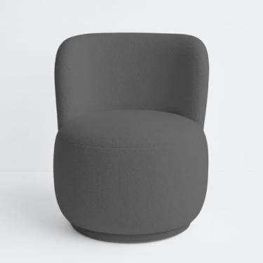 Imagem de Poltrona Orgânica para Recepção Tecido Bouclé Estofada Moderna Resistente MOBLAN decor (Cinza Escuro)