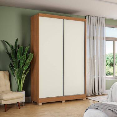 Imagem de Guarda-roupa Solteiro 2 Portas Dormitório Open Canela/Off White