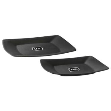 Imagem de Kit 2 Pratos Plásticos 22,5 e 18,5cm Pretos Quadrados Cozinha Servir Petiscos