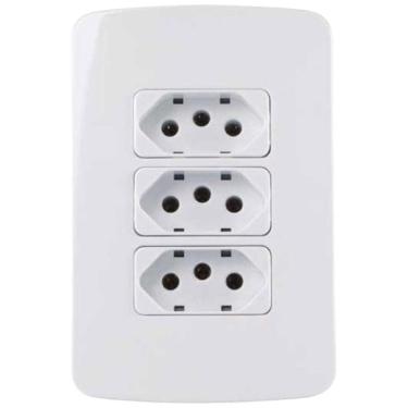 Imagem de Tomada Tripla Placa 3 Módulos 10A 2P+T Margirius Linha B3