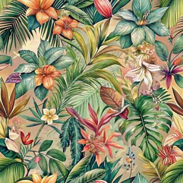 Imagem de Papel de parede com folhas de selva tropical, 45 cm x 236 cm, papel de parede removível de folha verde, papel de parede decorativo, vinil, autoadesivo, para sala de estar, quarto, banheiro, armário de