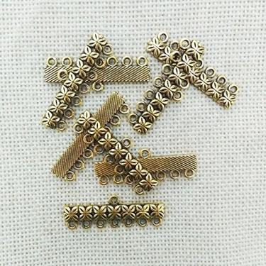 Imagem de 20 peças conector de colar acessórios acessórios multi fios fechos de alternância pulseira fivela pingente borla lustre brincos pendentes brincos pendentes pingentes (34 mm 7 furos, ouro antigo)