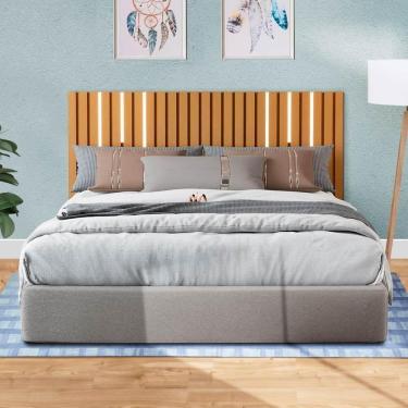 Imagem de Cabeceira Suspensa Ripada Com Led Queen Size E Casal Nature Nettie Shop Jm