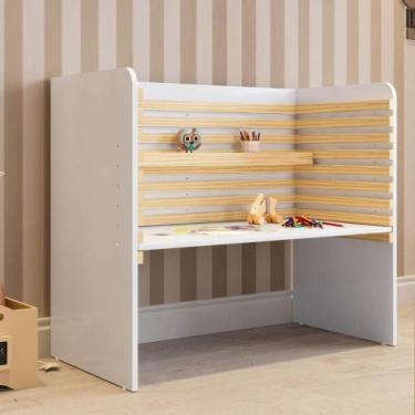 Imagem de Escrivaninha Infantil e Juvenil Evolutiva wave Casatema Branco/Natural