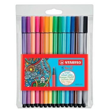 Imagem de Caneta hidrográfica Pen 68 6815 estojo 15 unidades Stabilo