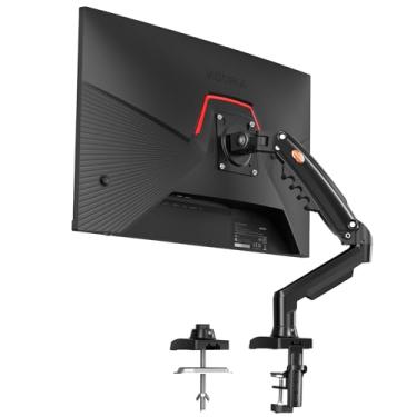 Imagem de KOORUI Suporte de monitor único, rotação, giratório, inclinação, braço ajustável para monitor de mola a gás para monitor de 17 a 32 polegadas, monitor de 2 a 9 kg, suporte para monitor para mesa com braçadeira C/base de montagem de ilhós