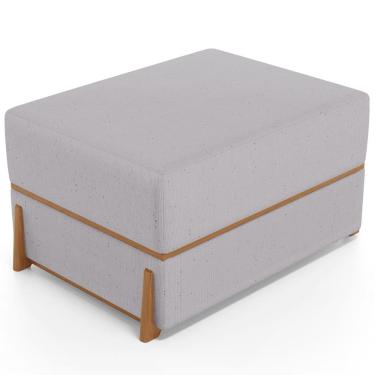 Imagem de Puff Decorativo Retangular Para Sala de Estar Domus L02 Linho Cinza - Lyam Decor