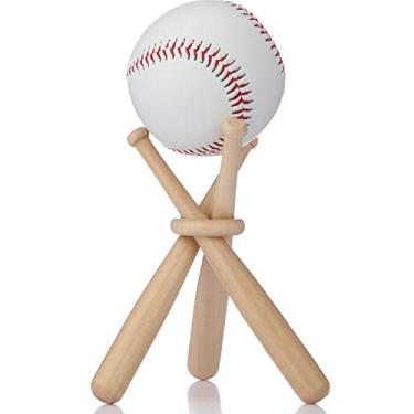 Imagem de Suporte de beisebol para exibição de bolas de beisebol de madeira para exibição de taco de beisebol suporte para exibição de mesas de beisebol para crianças e amantes de esportes (1 pacote)