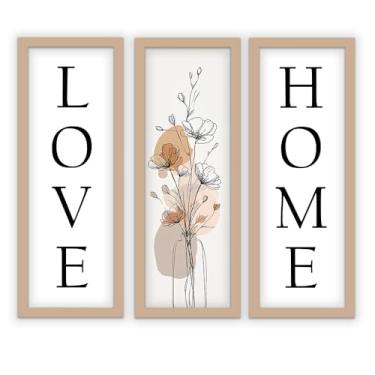 Imagem de Kit 3 quadros 18x45 cm, sala, quarto, escritório, home love (Preto)
