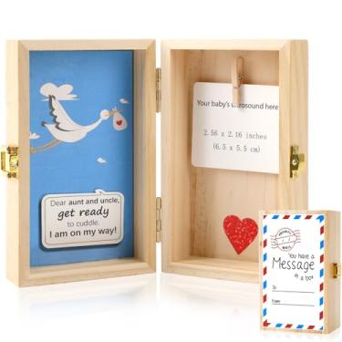 Imagem de JULEASEL Caixa de lembrança de anúncio de gravidez com suporte de ultrassom – Revelação de gravidez para pais, avós, tia e tio, ideias de presente surpresa de anúncio de bebê personalizadas