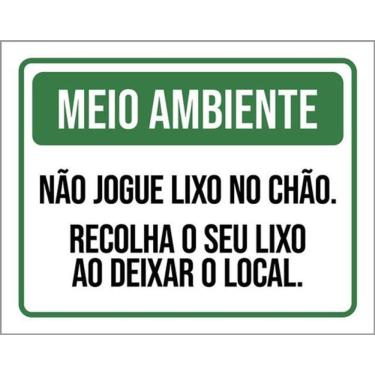 Imagem de Kit 3 Placas Meio Ambiente Não Jogue Lixo No Chão 36X46