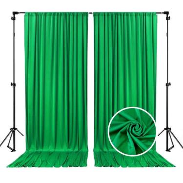 Imagem de Pano de fundo ZEBMOON 150x213 cm Cortina de cetim 2 painéis verdes
