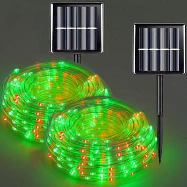 Imagem de Luzes solares de corda QITONG vermelhas/verdes 10 m 100 LED, pacote co