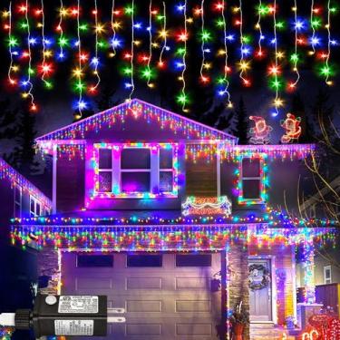 Imagem de Luzes de Natal Nielfoi 33 pés 400 LED Icicle coloridas ao ar livre