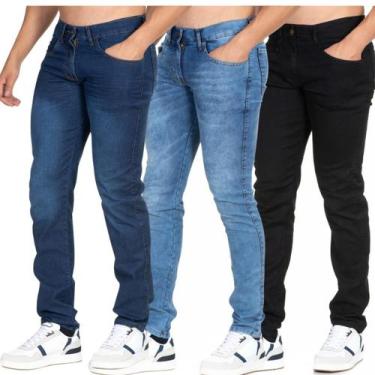 Imagem de kit c/3 Calça Jeans Masculina Skynni Com Elastano Premium - Memorize J