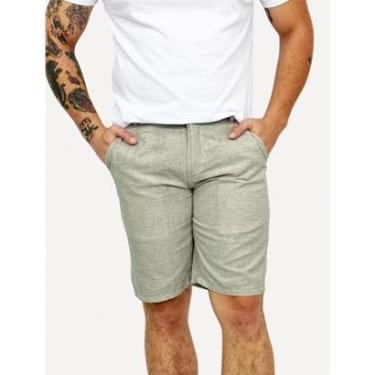 Imagem de Bermuda King & Joe Sarja Masculina Slim Casual Noise Verde Claro-Masculino