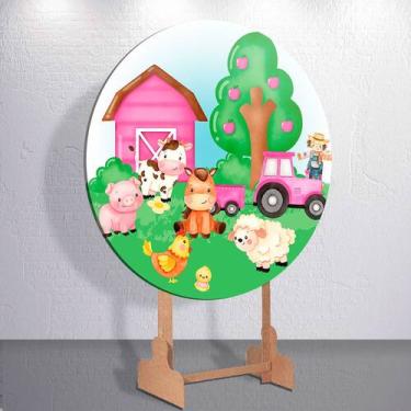 Imagem de Painel Tema Fazenda Animais Capa Grande e Mini Redondoda Estampa Subli