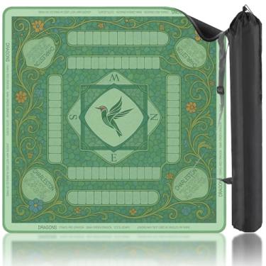 Imagem de American Mahjong Mat with Charles Rules + Carrying Bag, 32"x32" Non-Slip Noise Reducing Table Cover for Poker, Card & Board Games, Premium Gaming Mat(Green)
