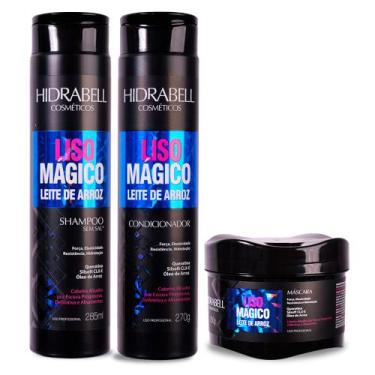 Imagem de Shampoo 285ml Condicionador 270g e Máscara 250g Liso Mágico Hidrabell 