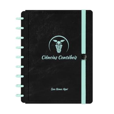 Imagem de Caderno De Disco Iscool Inteligente Personalizado 80 Folhas Profissões Preto Verde Oceano Ciências Contábeis Médio M