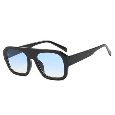 Imagem de Óculos de Sol Femininos UV400 com Lentes Degradê em Cores Vibrantes, Estilo Punk Masculino, para Esportes ao Ar Livre, Corrida e Ciclismo, Preto e Azul Degradê