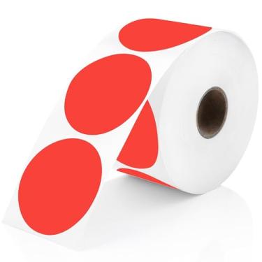 Imagem de Perco Etiquetas adesivas térmicas vermelhas de círculo redondo de 5 cm - 735 etiquetas por rolo, compatível com impressora térmica direta, adesivo permanente, cores vibrantes, fixação forte, perfurado