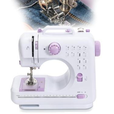 Imagem de MáQuina De Costura DoméStica Com 12 Tipos De Pontos, Luz Led E Pedal, AjustáVel E Com Enrolamento AutomáTico. Ideal Para Iniciantes Na Costura De Roupas, Meias E LençóIs