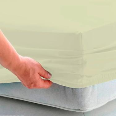 Imagem de Lençol Queen Avulso Com Elástico Percal 200 Fios 100% Algodão (Amarelo)