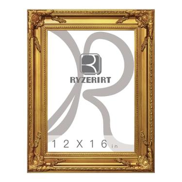 Imagem de RYZERIRT Molduras douradas de madeira ornamentadas, moldura de 30 x 40 cm para moldura, molduras de tela, painéis de arte, pinturas, obras de arte, ornamentos de canto, molduras douradas, sem vidro