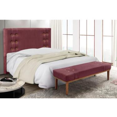 Imagem de Cabeceira Cama Box King 195cm e Recamier Gênova Veludo Vinho S04 - D'R