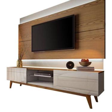 Imagem de Rack Com Painel Classic 2g Com Led Freijó Com Off White - Imcal Móveis