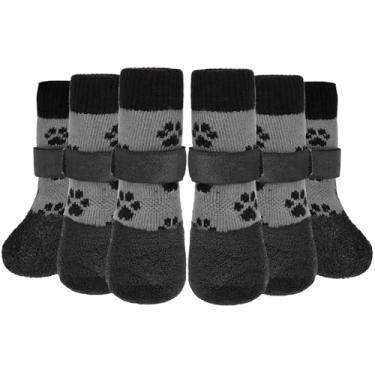 Imagem de KOOLTAIL Meias antiderrapantes para cães para evitar lamber patas para pisos de madeira, botas impermeáveis para cães e sapatos de tração com protetor de patas com aderência nos dedos para cães idosos