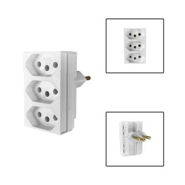 Imagem de Pino Adaptador Triplo 3 Pinos Monobloco 20A 250V Branco - Ilumi