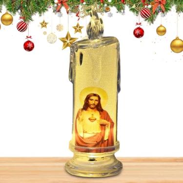 Imagem de Vela sem chama de oração da serenidade, vela de oração LED sem chama | Velas religiosas LED - Vela de oração devocional, velas religiosas de LED, velas festivas sem chama para casa de mesa