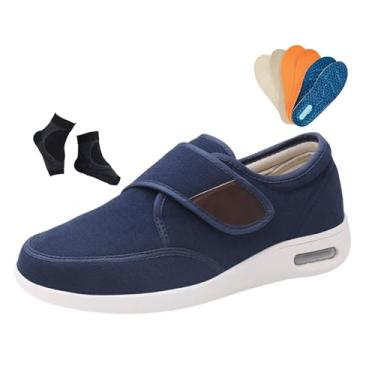 Imagem de Calçado Ortopédico Masculino Para Diabéticos, Calçado Ortopédico Para Idosos Alívio Da Dor Diabética E Pés Inchados, Hospital Respirável Ajustável Uso Externo, Idosos, Artrite, Edema(Blue,44 EU)