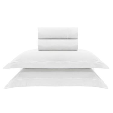 Imagem de Jogo de cama casal 400 fios ponto cheio - branco - First Class, Casal,